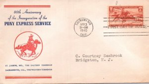 1940 Pony Express 80th anniversary Sc 894-13 unknown cachet Sacramento CA