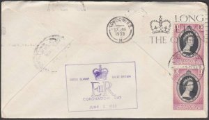 SINGAPORE USED IN COCOS 1953 Qantas flight cover to London..................M503