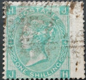 Great Britain 1865 QV One Shilling plate 4 SG 101 used 