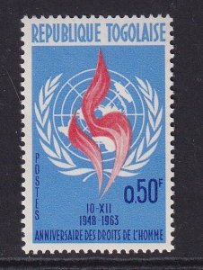 Togo   #457  MNH 1963 Human rights 50c