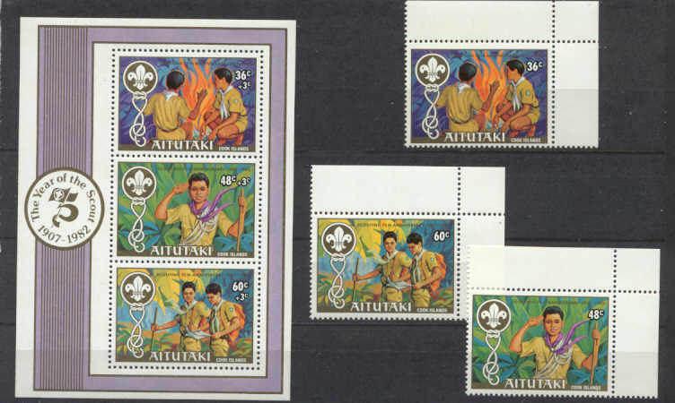 Aitutaki 280-82,283 MNH Scouts SCV4.75