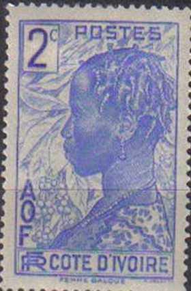 IVORY COAST, French colony, 1936 MH 2c, Baoule Woman