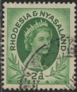 Rhodesia and Nyasaland 143 (used) 2p Elizabeth II, emerald (1954)