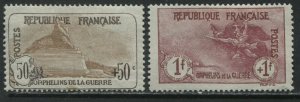 France 1917 50¢ + 50¢ and 1f + 1f  Semi Postals mint o.g. hinged