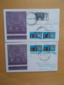 1966 Westminster Abbey Ord & Phos Sets First Day Covers Edinburgh & London FDI's