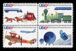 PCBstamps US #1572/1575a Block 40c(4x10c)1975 Postal Service, MNH, (8)