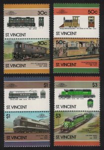 St. Vincent Locomotives 8v 6th series 1985 MNH SC#961-964 SG#1001-1008