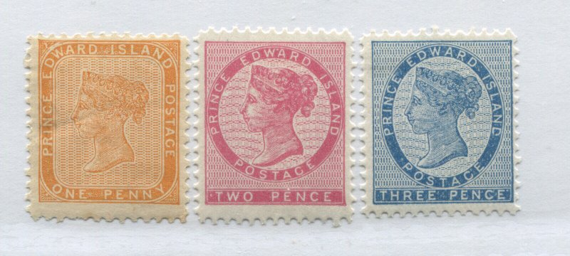 Prince Edward Island 1862 1d, 2d, and 3d mint o.g. hinged