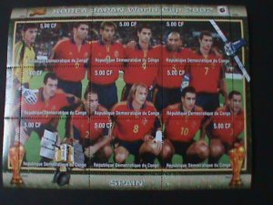 CONGO-2002-WORLD CUP SOCCER-CHAMPIONSHIP-SPAIN TEAM -MNH SHEET VERY VINE