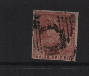 Trinidad 1872 SG73 One Shilling 12.5 perf, CC watermark, used