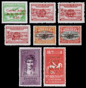 Bolivia Scott C52-56, C58-60 (1937) Mint H VF, CV $32.25