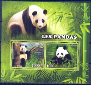 Ivory Coast 2013 Animals Pandas Sheet MNH