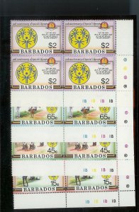 BARBADOS Sc#697-700 Complete Mint Never Hinged PLATE BLOCK Set