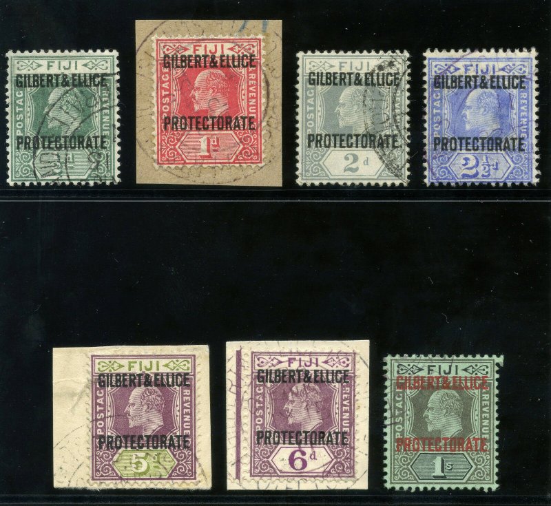 Gilbert & Ellice Is 1911 KEVII set complete very fine used. SG 1-7. Sc 1-7.