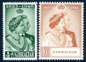 GIBRALTAR-1948  Royal Silver Wedding Set Sg 134-135 LIGHTLY MOUNTED MINT V18806