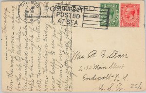 54355 - POSTAL HISTORY: GB stamps on POSTCARD posted at sea postmarked CANADA