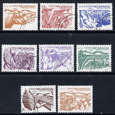 Nicaragua 1987 Agrarian Reform cto set of 8 (various prod...