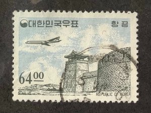 South Korea 1964 Scott C36 used - 64w,  Plane over Suwon Castle