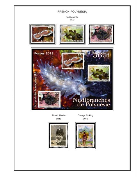 COLOR PRINTED FRENCH POLYNESIA 2011-2020 STAMP ALBUM PAGES (45 illustr. pages)