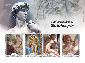GUINEA BISSAU - 2015 - Michelangelo - Perf 4v Sheet - Mint Never Hinged