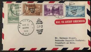 1936 New York USA Hindenburg Zeppelin FFC cover LZ 129 to Frankfurt Germany 4