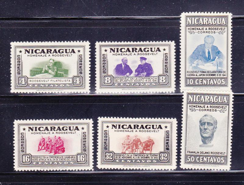 Nicaragua 695-700 Set MHR President Franklin D Roosevelt (A)