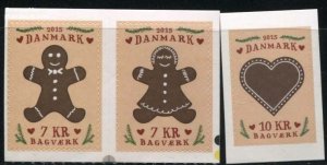 Denmark 2015, Christmas Cookies 3v s-a, MNH
