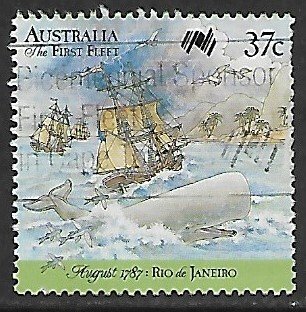 Australia # 1027a - Whale & Ships in Storm - Used....(KBlw9)