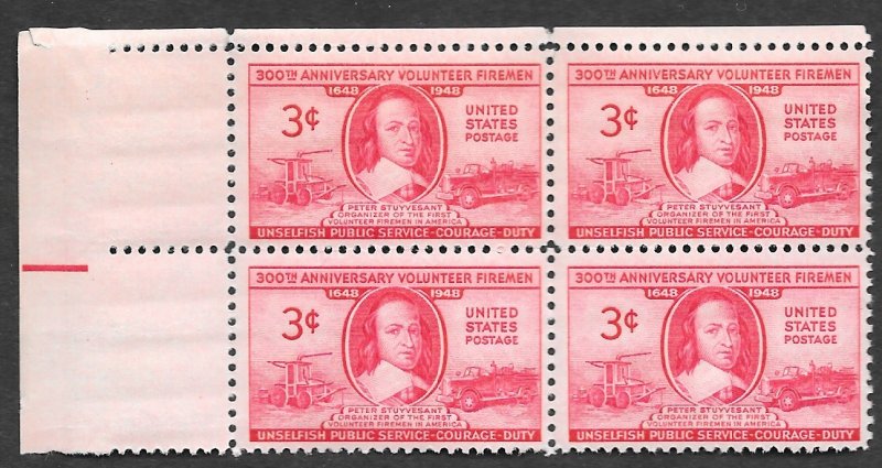 US Scott #971 3c Volunteer Fireman Block of 4 (1948) MNH