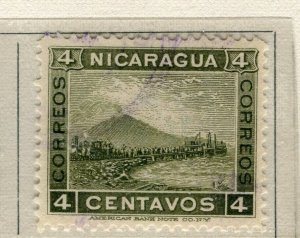 NICARAGUA; 1900 early Momotombo Mountain issue fine used 4c. value