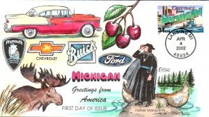 #3582 Greetings From Michigan Collins FDC