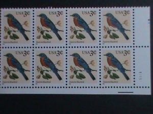 ​UNITED STATES 1990-SC#2478  EASTERN BLUE BIRDS MNH IMPRINT PLATE BLOCK-8-VF