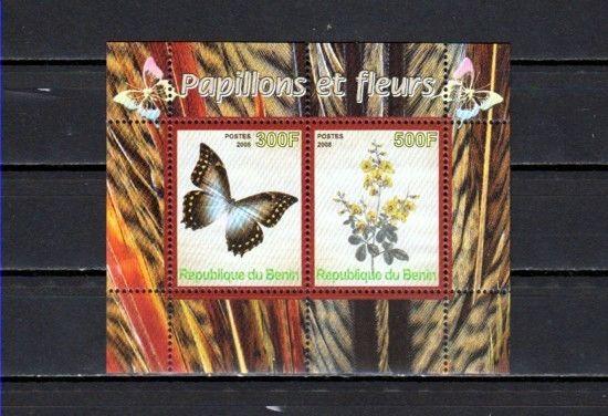 Benin, 2008 issue. Butterfly & Orchid sheet of 2