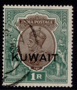 KUWAIT GV SG25, 1r chocolate & green, FINE USED. Cat £55.