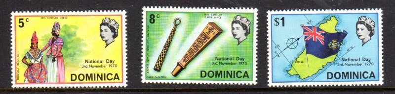 DOMINICA #301-303 1970 NATIONAL DAY MINT VF NH O.G