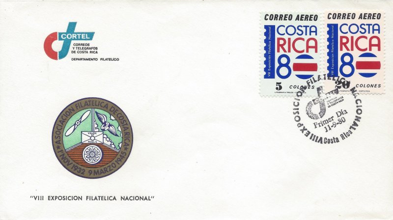 COSTA RICA NATIONAL PHILATELIC EXHIBITION Sc C795-C796 FDC 1980