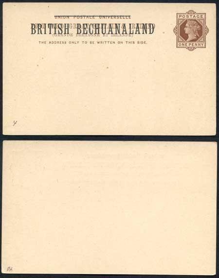 British Bechuanaland O/P on QV 1d Brown Foreign Postcard Mint