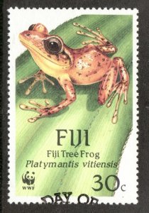 1988 Fiji Sc #593 - 30¢ Tree Frog / World Wildlife Fund - Used stamp Cv$7.25