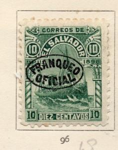 El Salvador 1896 Official Early Issue Fine Mint Hinged 10c. Optd 173154