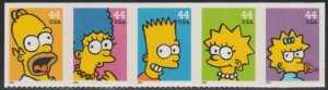 4399-4403, Strip of 5. The Simpson's MNH, .44 cent
