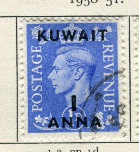 KUWAIT; 1950 early GVI surcharged issue fine used 1a. value