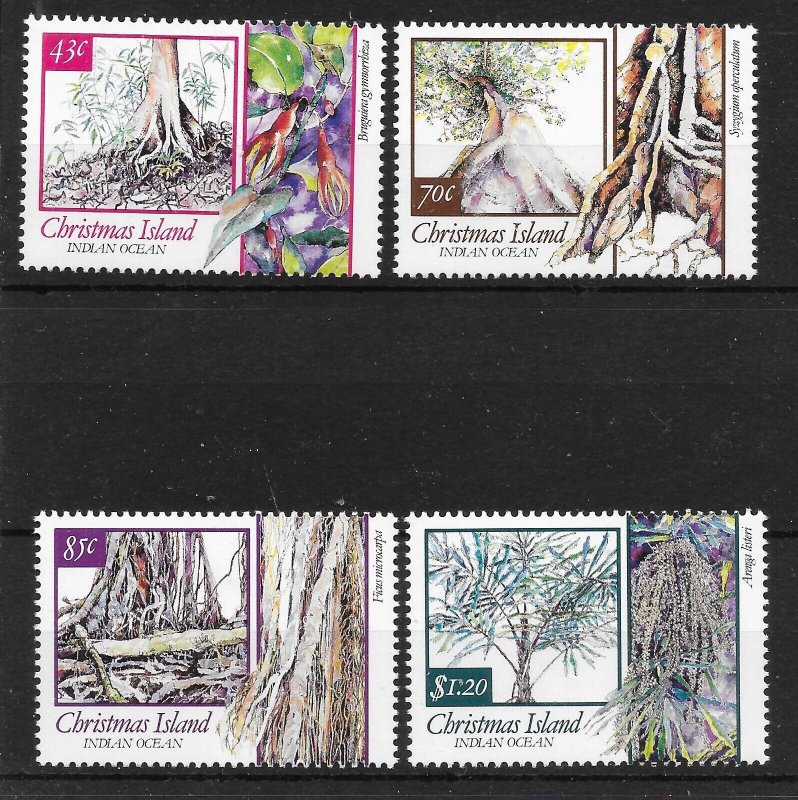 CHRISTMAS ISLAND SG330/3 1991 LOCAL TREES SET MNH*