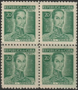 Cuba 1937 Sc C29 air post block MNH**