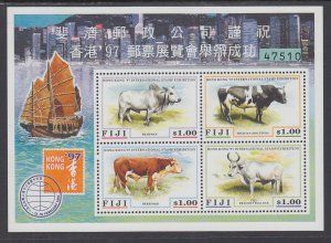 Fiji 786 Cows Souvenir Sheet MNH VF