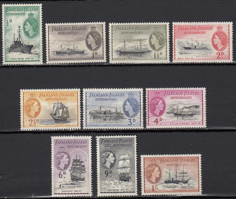 Falkland Islands - Dependencies - 1954 QEII set to 1shSc# 5L19/5L28-MH (526)