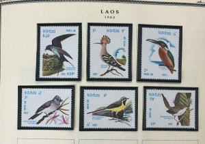 O) 1982 LAOS,  BIRDS - HIRUNDO, UPUPA, ALCEDO, HYPOTHYMIS, MOTACILLA, ORTHOTOMUS