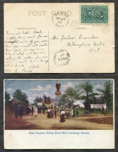 2323 - BENITO Manitoba 1908 Broken Circle on CASE TRACTOR Advertising Postcard