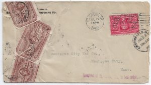 1904 St Louis, Mo to Montague City, Ma Officially Sealed Sc # OX11 x 3 (58897)