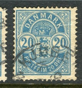 DENMARK; 1884-85 early classic Official issue fine used 20ore. value,