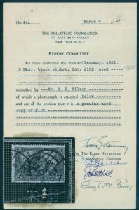 Germany 1915 DR 3 Mark Mi96 IIBaW Kaiser WATERMARKED RINGS Photo Cert 95842